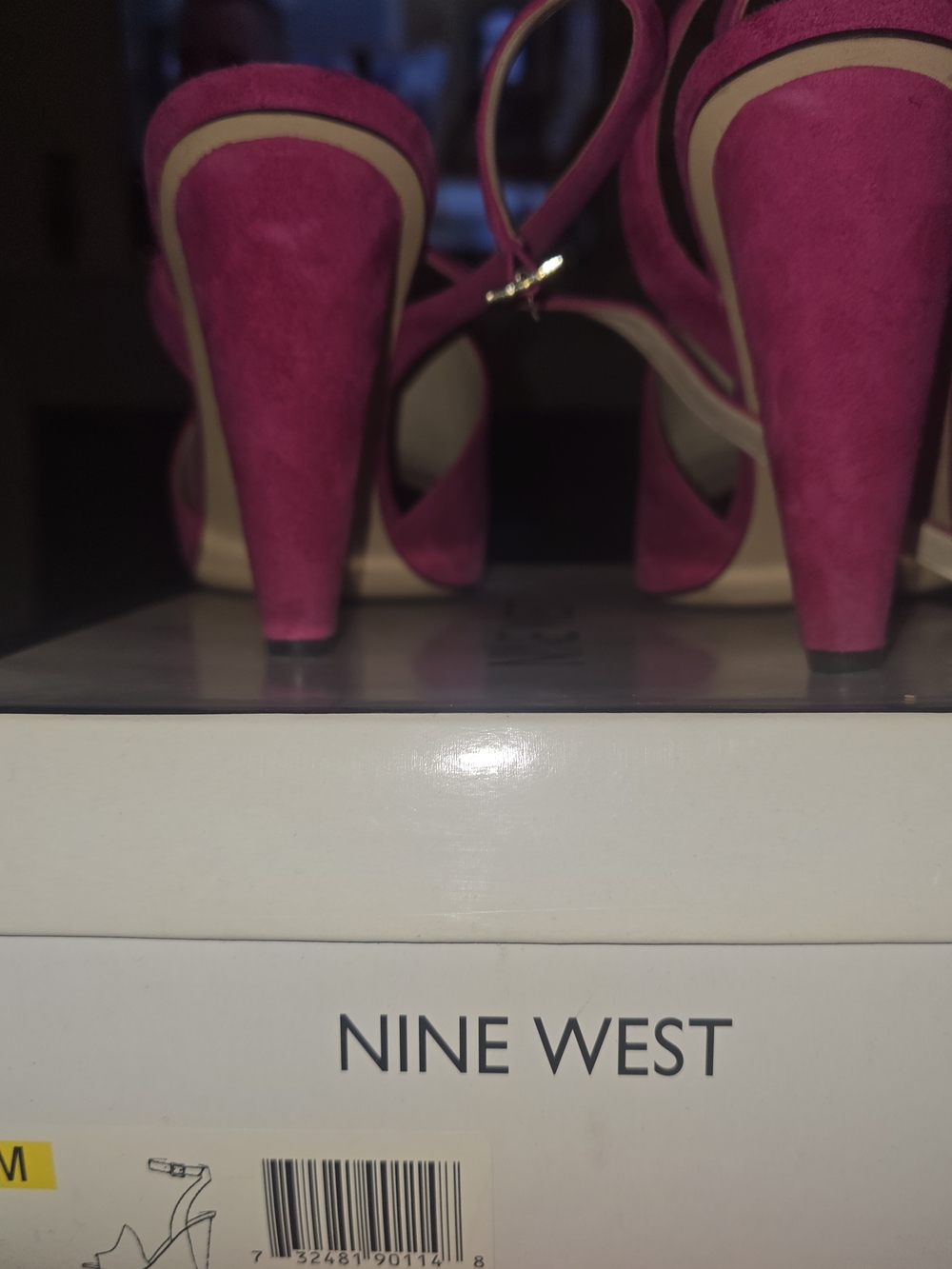 Nine West Fuchsia Suede Block Heel Sandals
